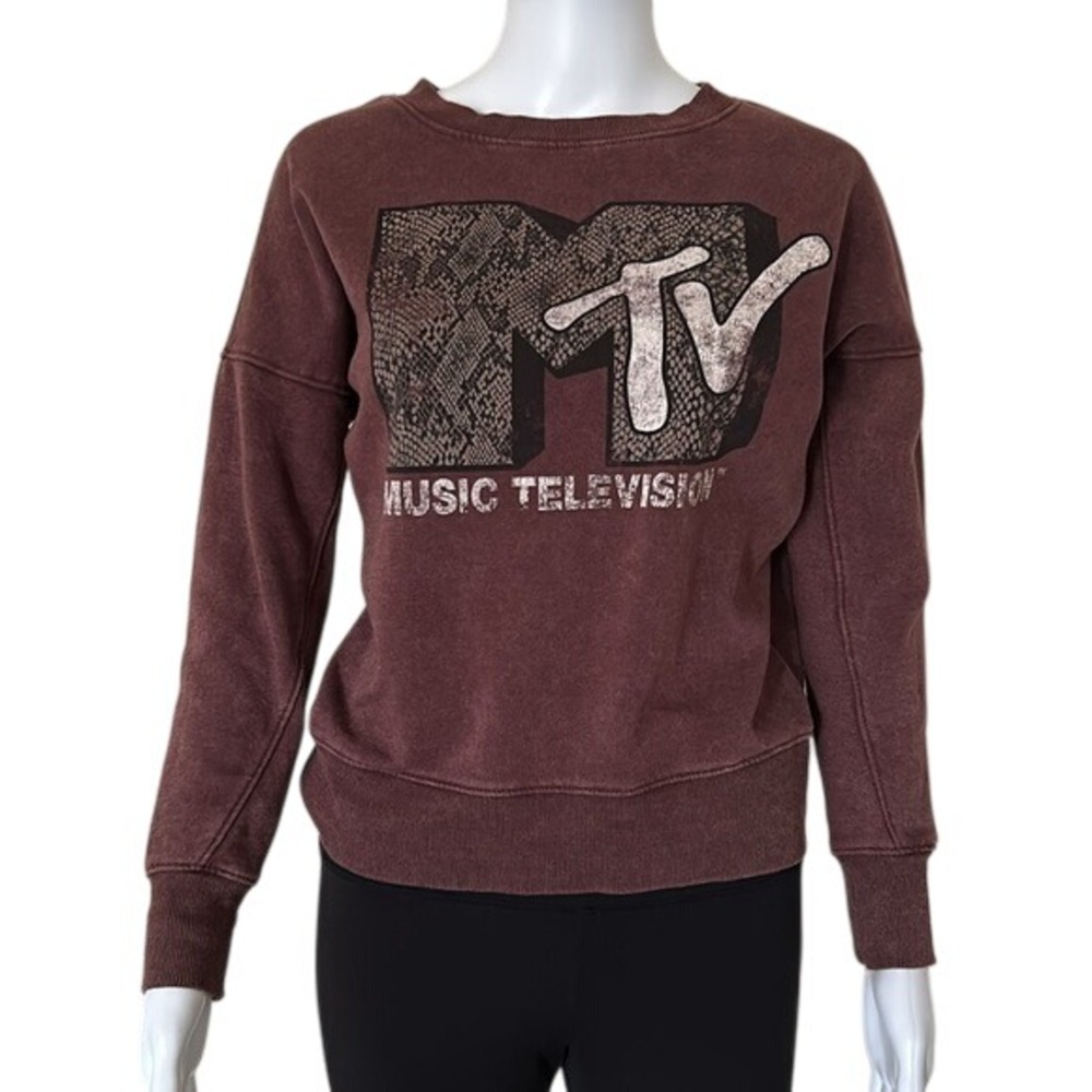 Rock & Republic MTV Graphic Long Sleeve Sweatshirt Maroon Size XS